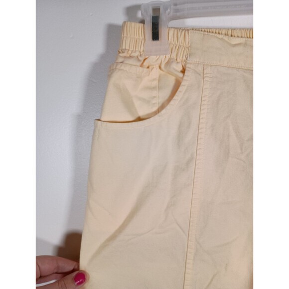 Cathy Daniels Elastic Waist Pockets Butter Yellow Cotton Capri Pants Size XL - Picture 4 of 6